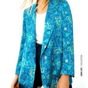 Zara Floral Printed Satin Blazer M